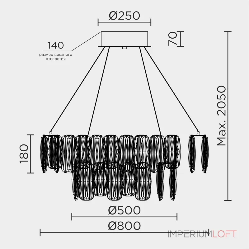 Подвесная люстра MODELUX ML.5550.800.500 CP