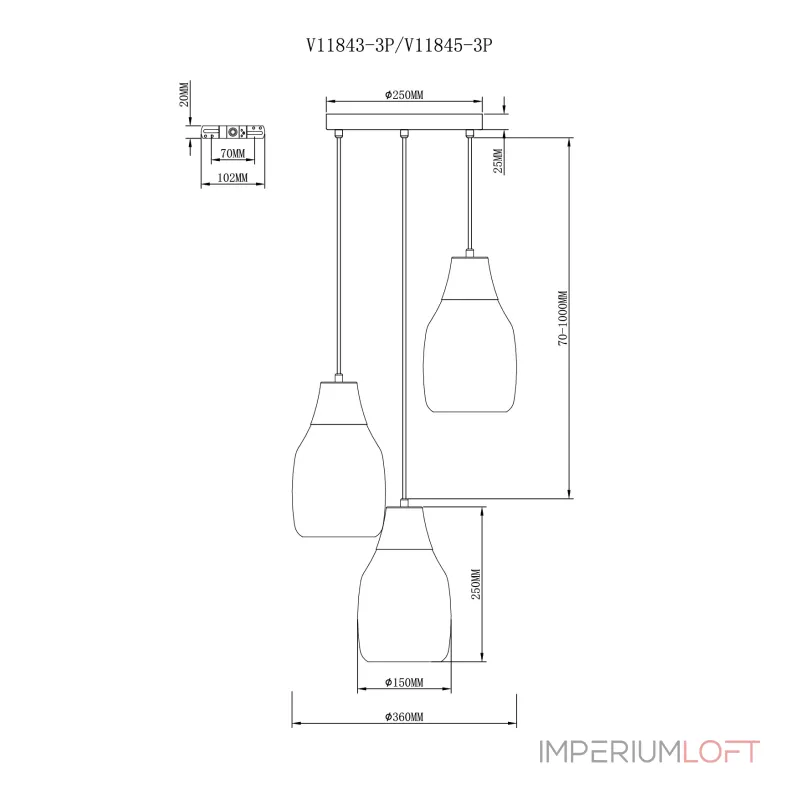 Светильник подвесной Moderli V11845-3P Adalina