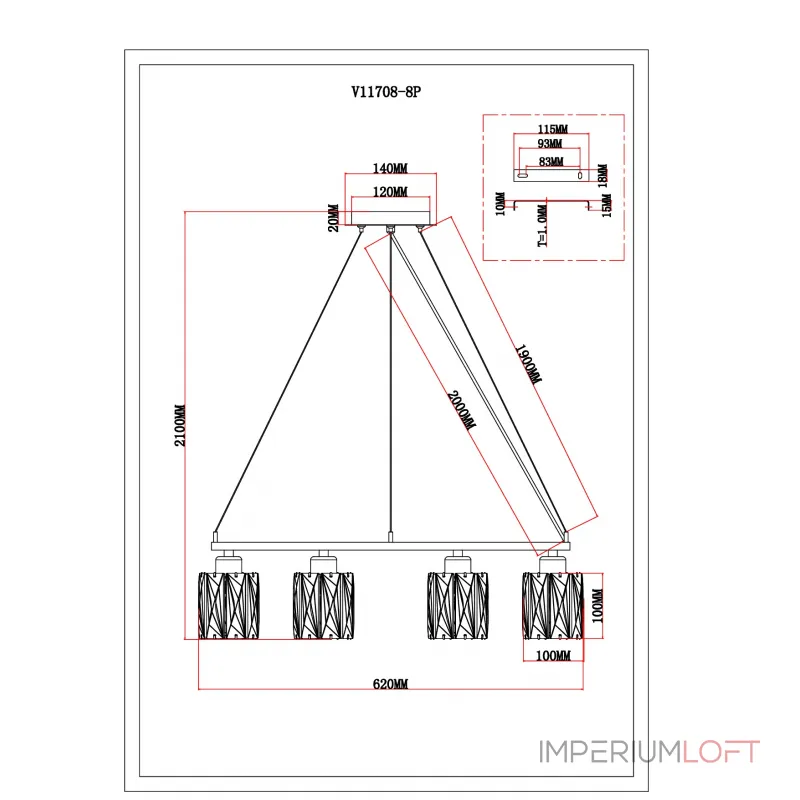 Подвесная люстра Moderli Prismique V11708-8P
