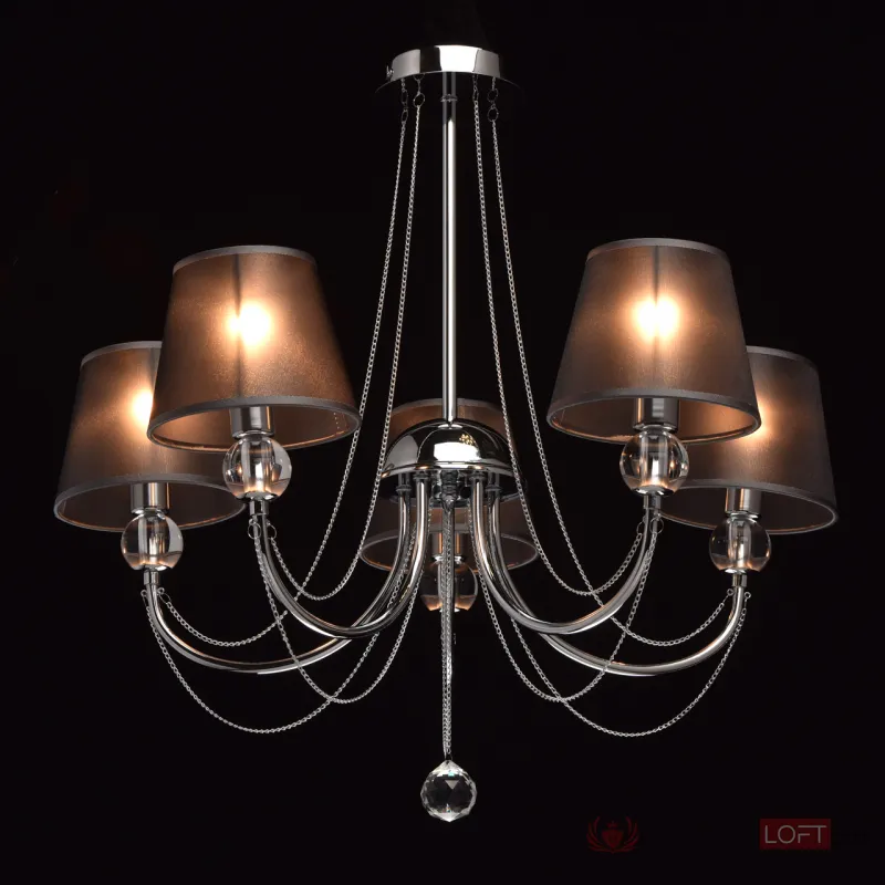 Люстра на штанге MW-Light Федерика 84 684010305 Цвет арматуры хром Цвет плафонов черный от ImperiumLoft