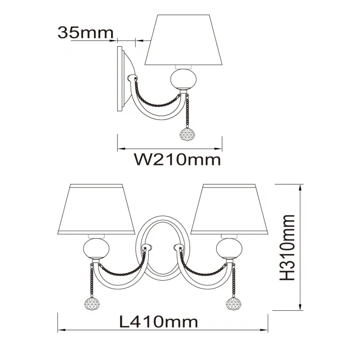 Бра MW-Light Федерика 684021302 Цвет арматуры хром Цвет плафонов серый от ImperiumLoft