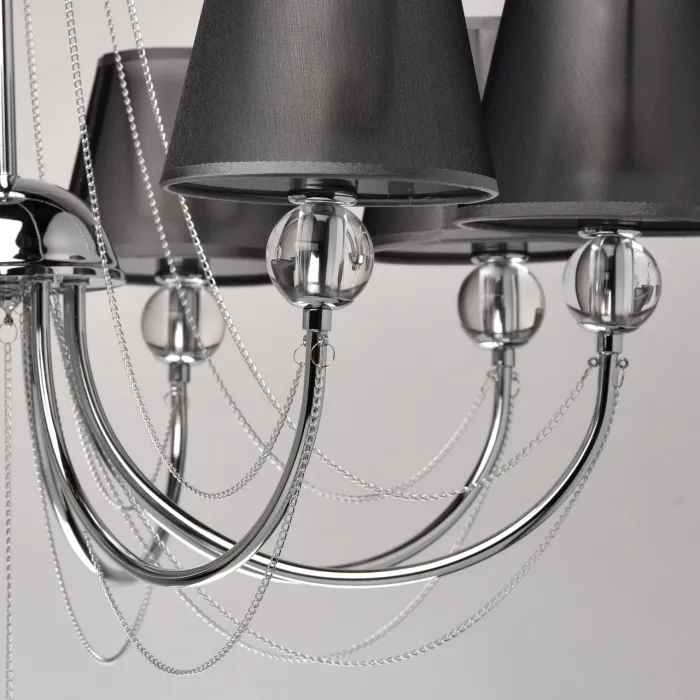 Люстра на штанге MW-Light Федерика 84 684010408 Цвет арматуры хром Цвет плафонов черный от ImperiumLoft