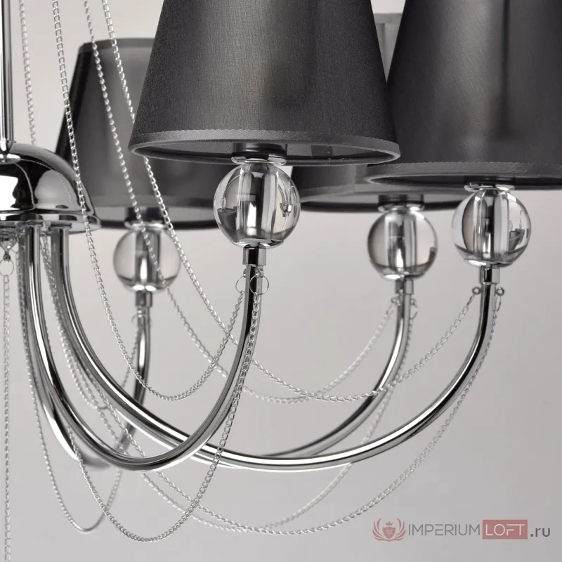 Люстра на штанге MW-Light Федерика 84 684010408 Цвет арматуры хром Цвет плафонов черный от ImperiumLoft