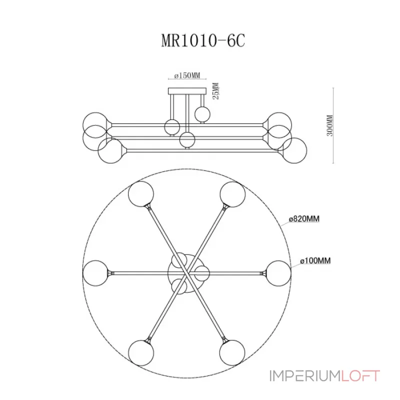 Потолочная люстра MyFar Stacy MR1010-6C