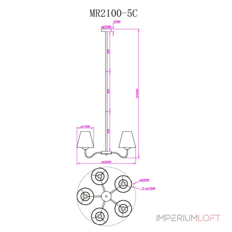 Люстра на штанге MyFar Charlotte MR2100-5C Люстра на штанге MyFar Charlotte MR2100-5C