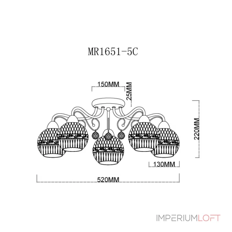 Потолочная люстра MyFar Frank MR1651-5C