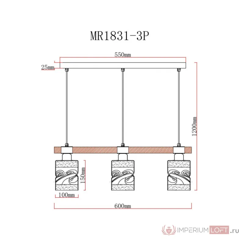 Подвесной светильник MyFar Olivia MR1831-3P от ImperiumLoft