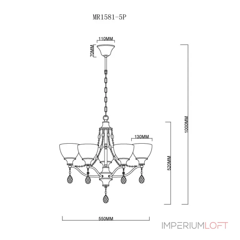Подвесная люстра MyFar Mistic MR1581-5P Подвесная люстра MyFar Mistic MR1581-5P