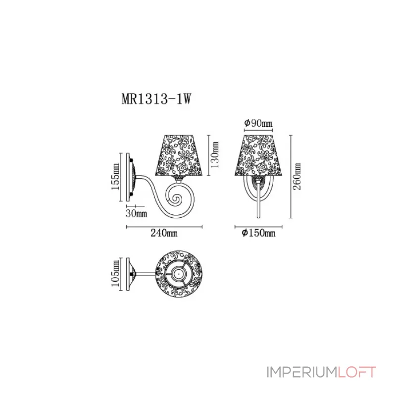 Бра MyFar Luna MR1313-1W от ImperiumLoft Бра MyFar Luna MR1313-1W от ImperiumLoft