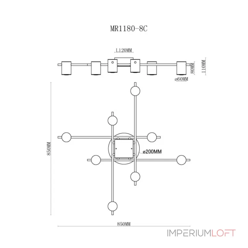 Потолочная люстра MyFar Gella MR1180-8C Потолочная люстра MyFar Gella MR1180-8C