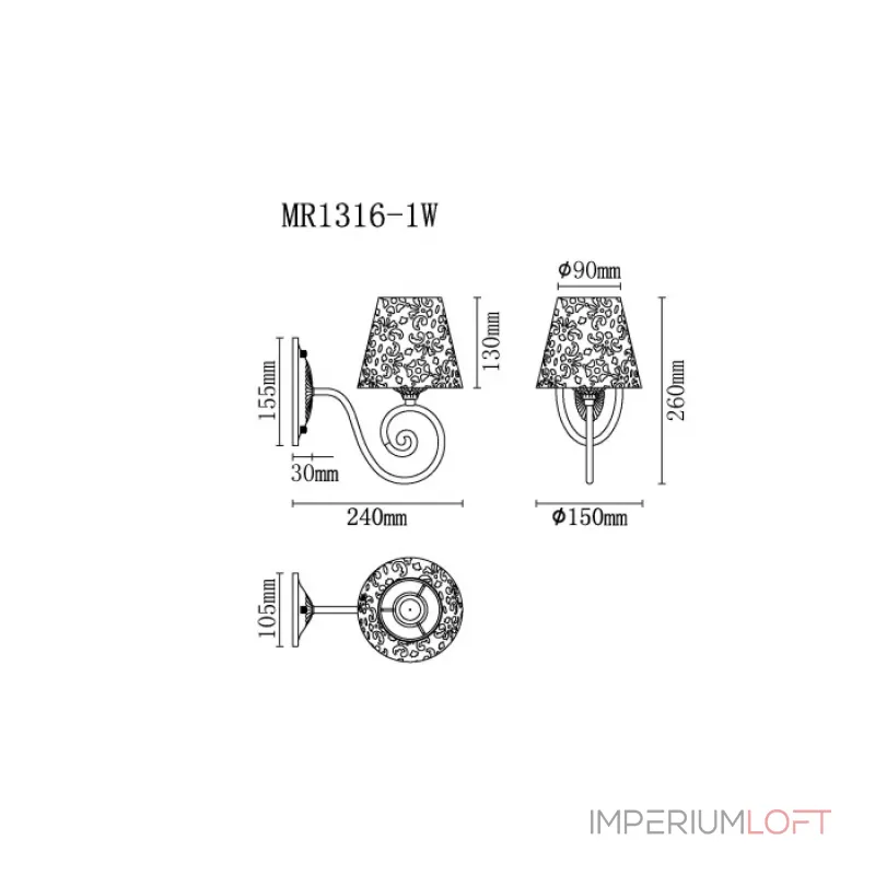 Бра MyFar Luna MR1316-1W от ImperiumLoft Бра MyFar Luna MR1316-1W от ImperiumLoft