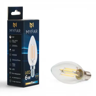 Светодиодная лампочка E14 6W 4000K 750Lm MyFar Base14 MB1002E14-6W4K