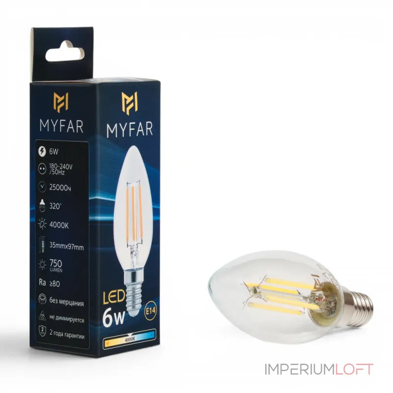 Светодиодная лампочка E14 6W 4000K 750Lm MyFar Base14 MB1002E14-6W4K