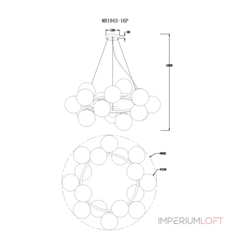 Подвесная люстра MyFar Aerton MR1943-16P