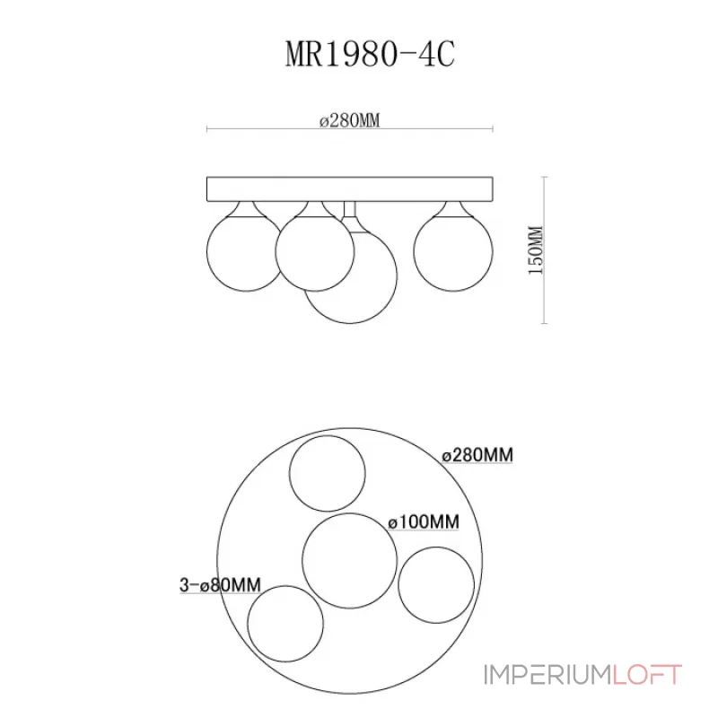 Потолочная люстра MyFar Cross MR1980-4C Потолочная люстра MyFar Cross MR1980-4C