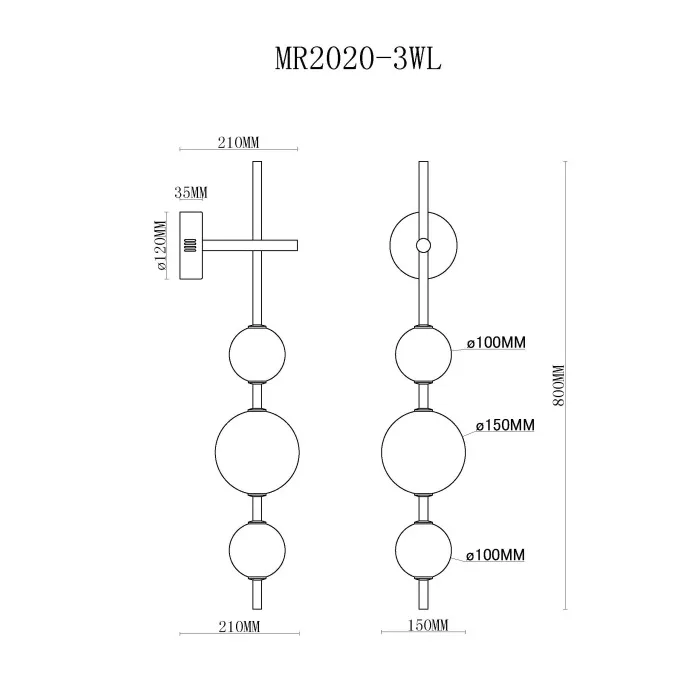 Настенный светильник MyFar Violla MR2020-3WL от ImperiumLoft