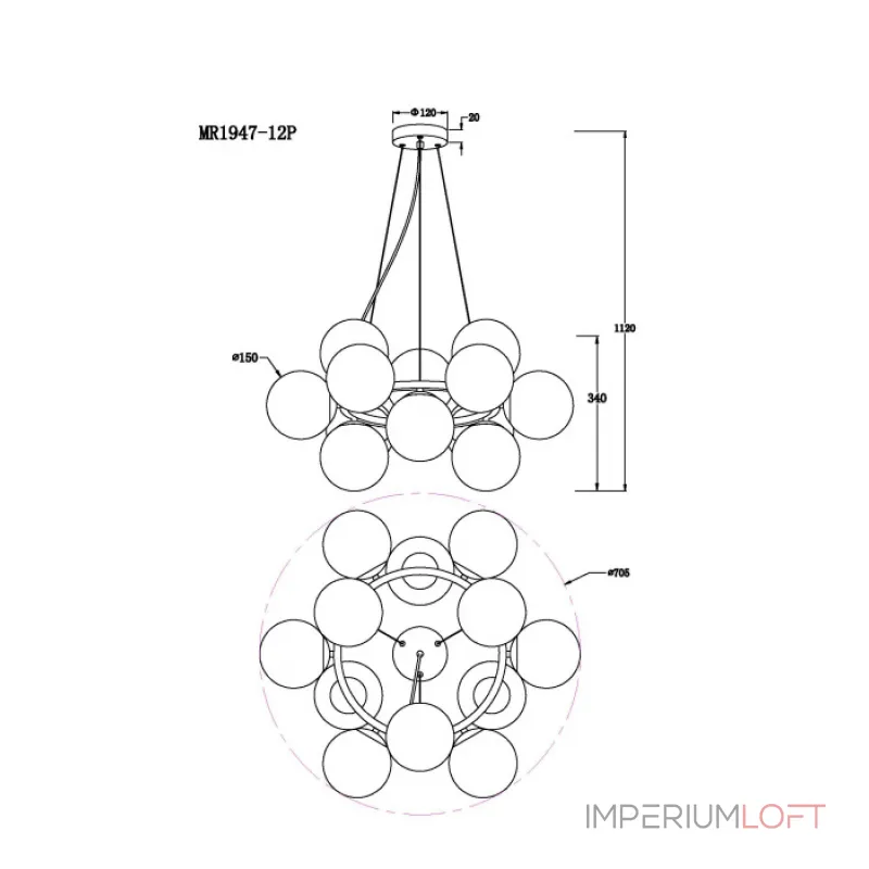 Подвесная люстра MyFar Aerton MR1947-12P