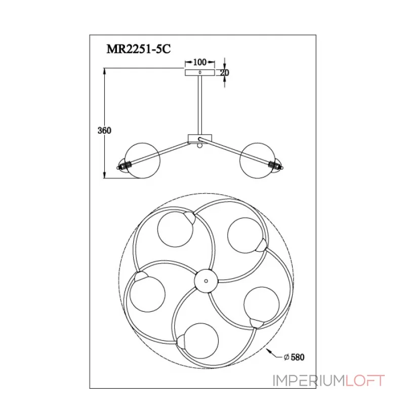 Люстра на штанге MyFar Leticia MR2251-5C Люстра на штанге MyFar Leticia MR2251-5C