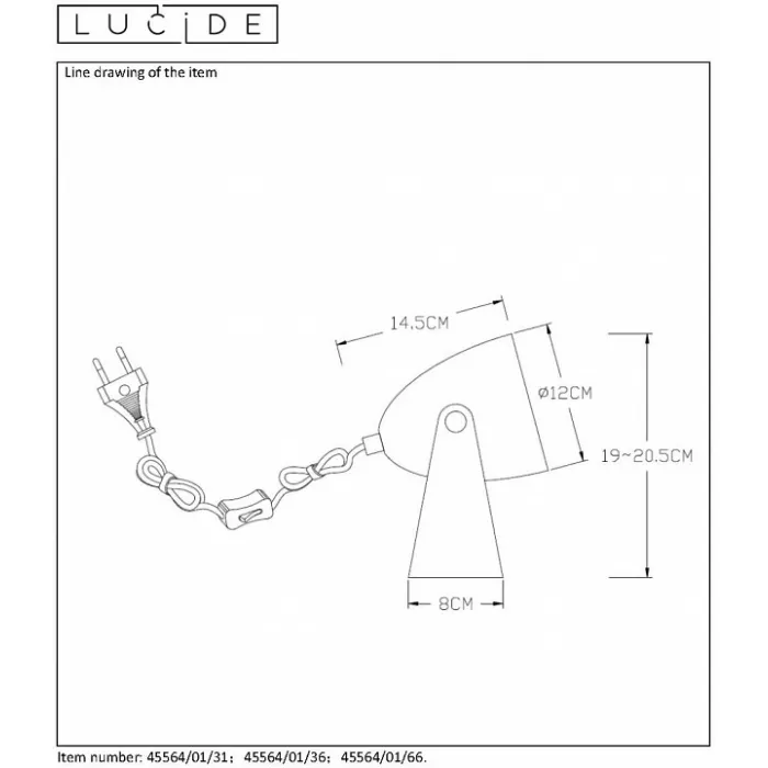 Настольная лампа декоративная Lucide Chago 45564/01/31 от ImperiumLoft