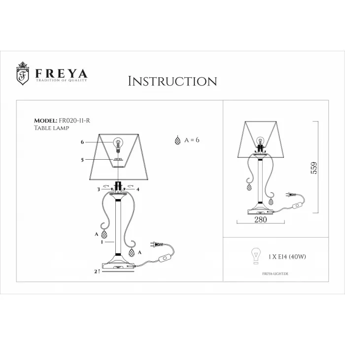 Настольная лампа декоративная Freya Simone FR2020-TL-01-BZ от ImperiumLoft