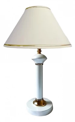 Настольный светильник с тканевым абажуром 60019/1 глянцевый белый