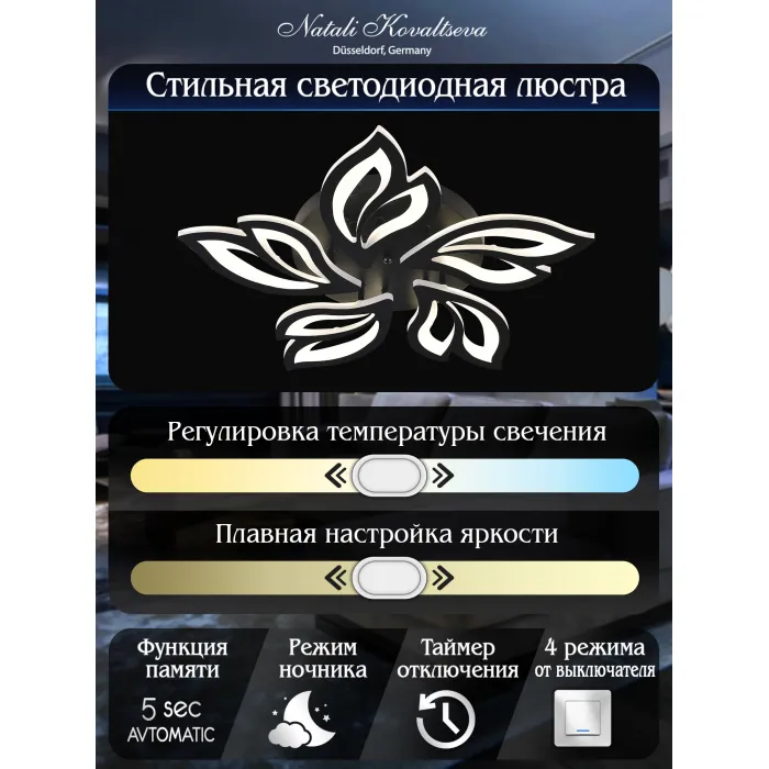 Потолочная люстра Natali Kovaltseva Sand HIGH-TECH LED LAMPS 82006 BLACK от ImperiumLoft