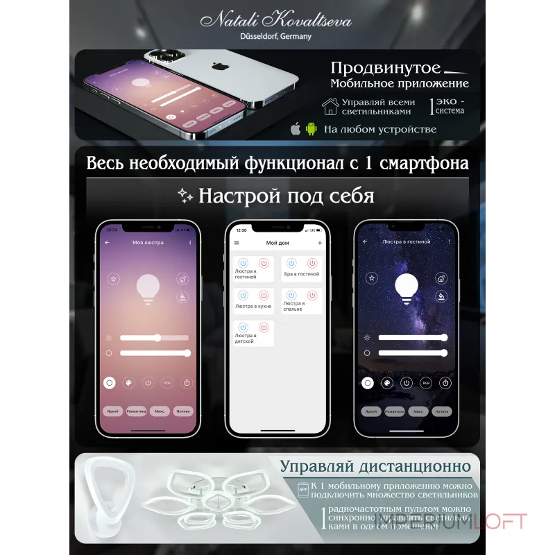 Подвесная люстра Natali Kovaltseva Smart Нимбы LED LAMPS 81264 Подвесная люстра Natali Kovaltseva Smart Нимбы LED LAMPS 81264