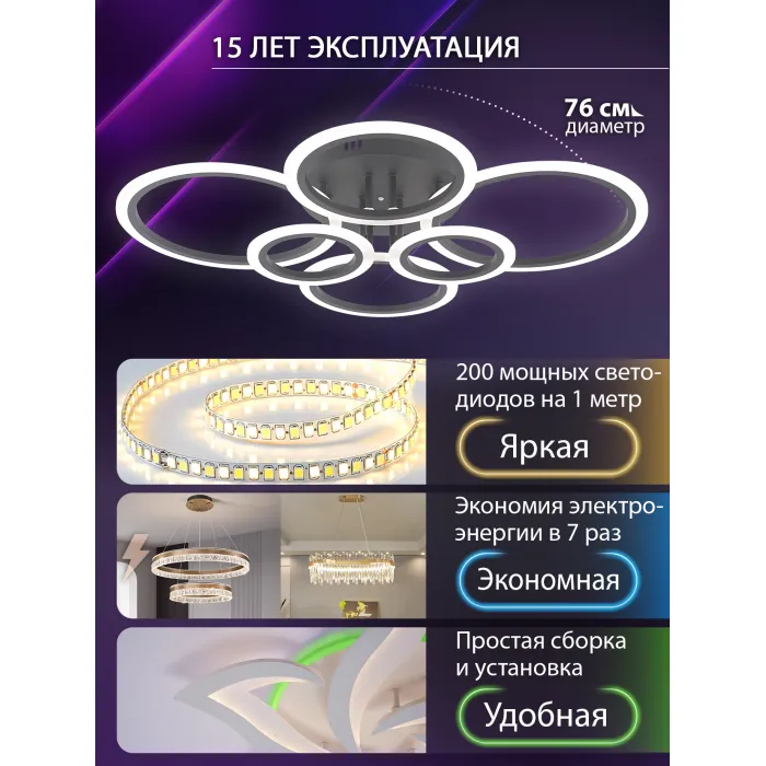 Потолочная люстра Natali Kovaltseva Home LED LAMPS 81440 от ImperiumLoft