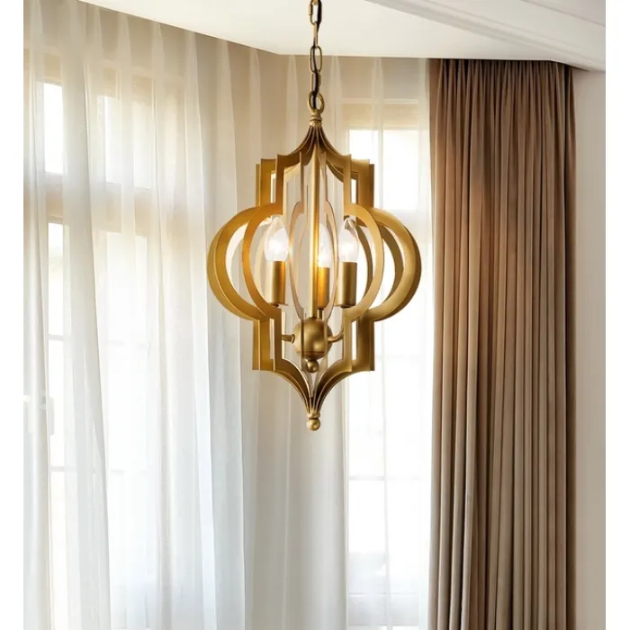 Люстра Scarlett Hollywood Regency Gold Leaf Pattern Pendant Chandelier D42 от ImperiumLoft