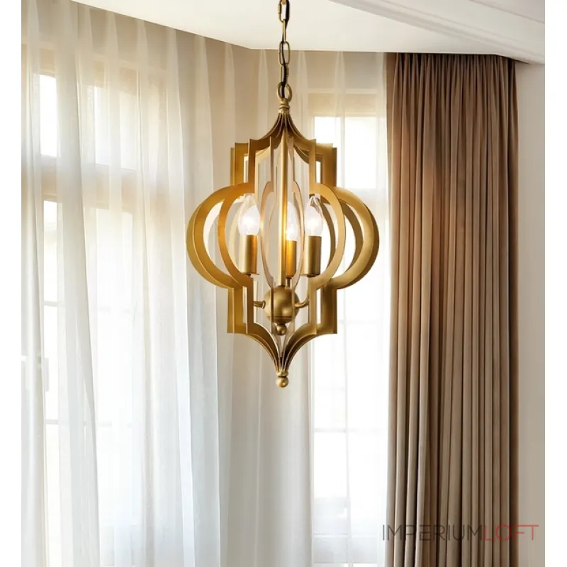 Подвесная люстра Scarlett Hollywood Regency Gold Leaf Pattern Pendant Chandelier D42