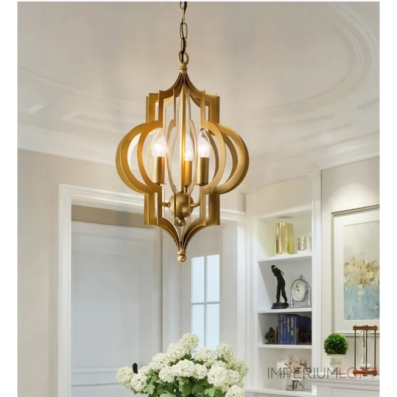 Подвесная люстра Scarlett Hollywood Regency Gold Leaf Pattern Pendant Chandelier D42