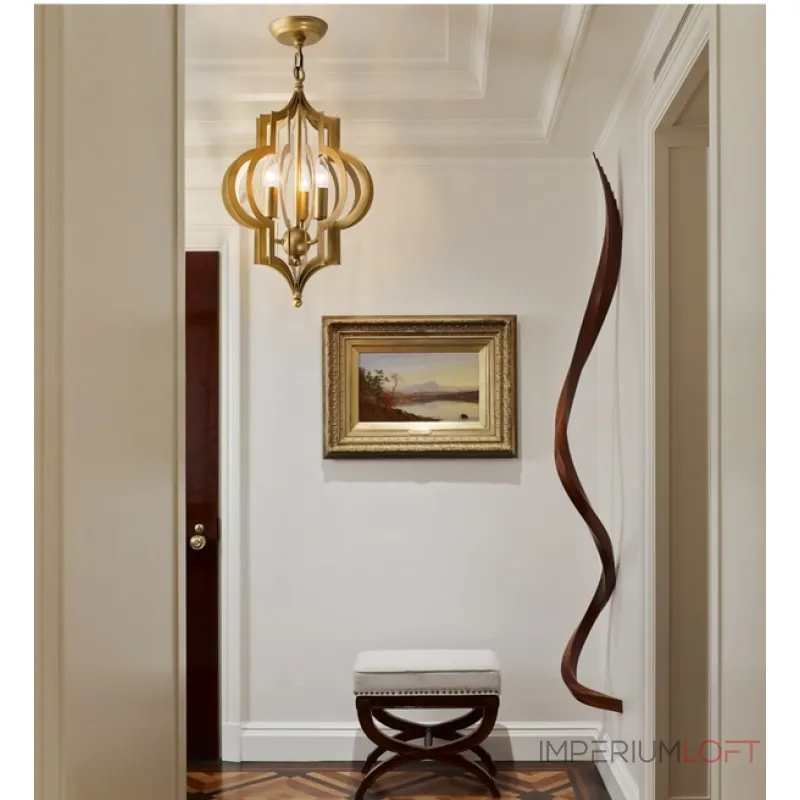 Подвесная люстра Scarlett Hollywood Regency Gold Leaf Pattern Pendant Chandelier D42
