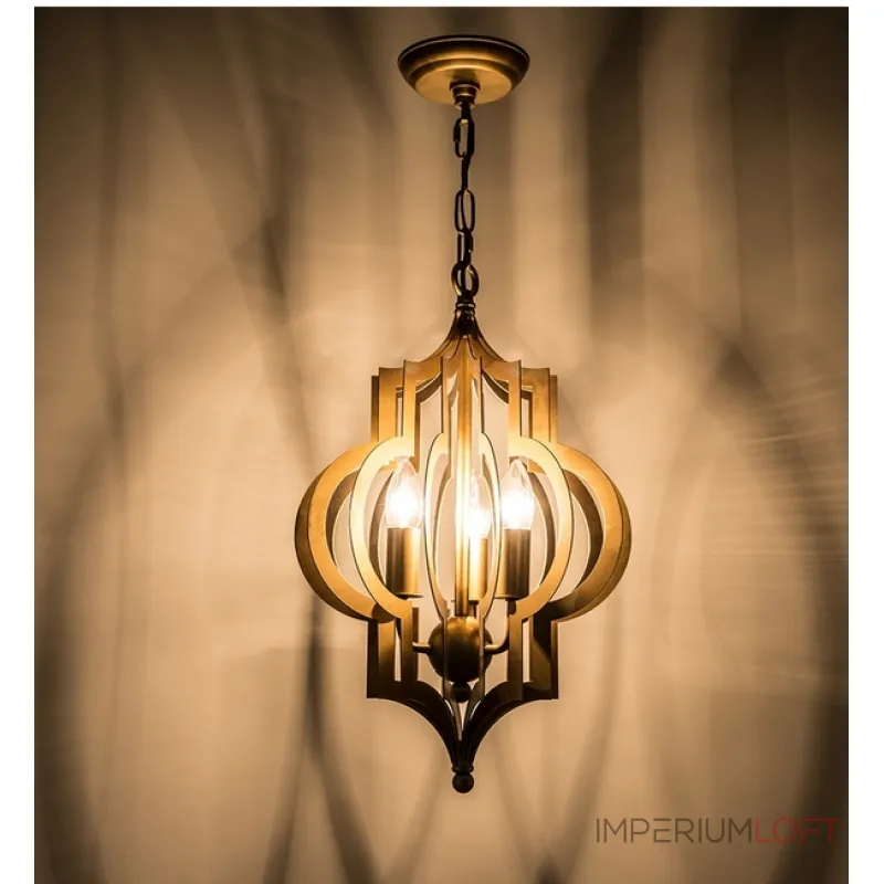 Подвесная люстра Scarlett Hollywood Regency Gold Leaf Pattern Pendant Chandelier D42