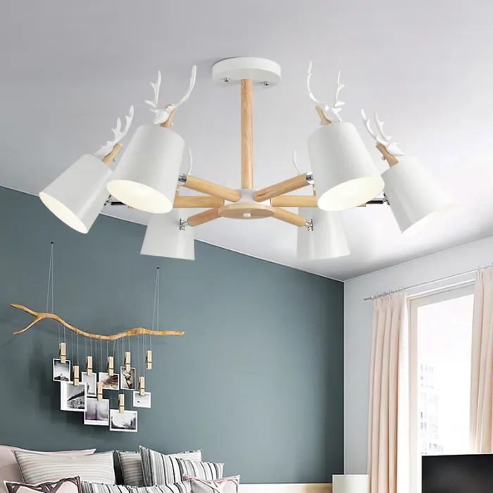 Потолочная люстра с рожками DEER B8 Black от ImperiumLoft