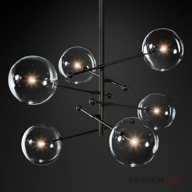 Люстра на штанге ImperiumLoft Globe Mobile 6 black KG0835P-6 black