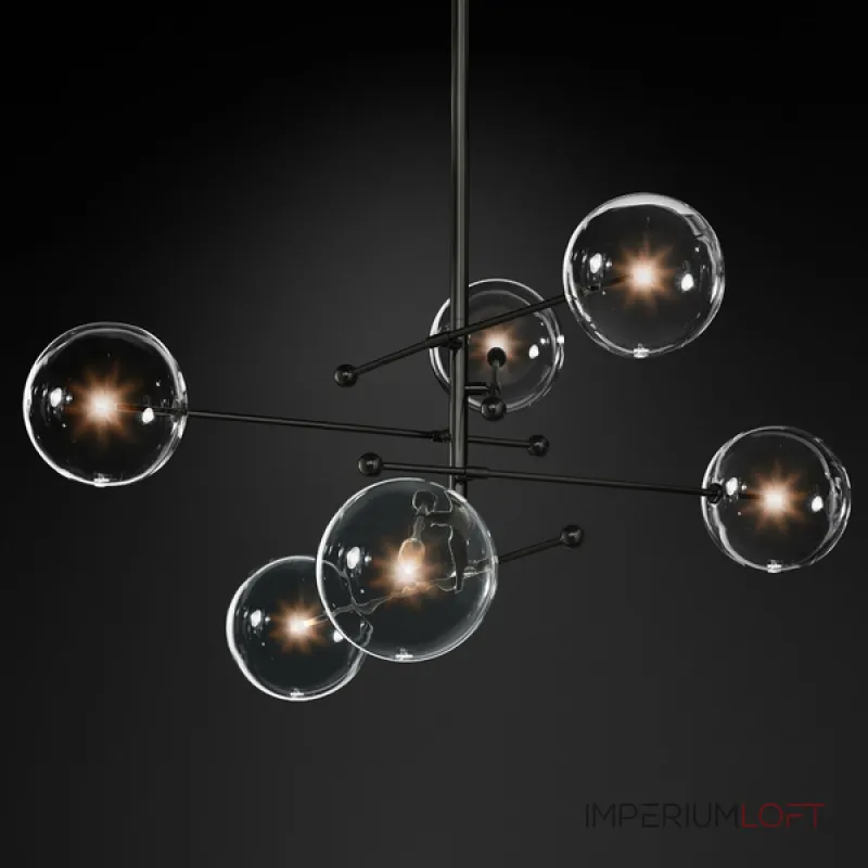 Люстра на штанге ImperiumLoft Globe Mobile 6 black KG0835P-6 black