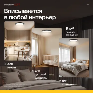 Потолочный светильник SLIM D18 Черный от ImperiumLoft