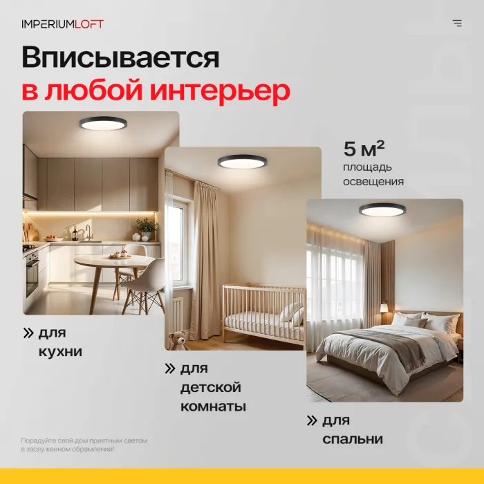 Потолочный светильник SLIM D18 Черный от ImperiumLoft