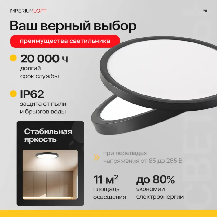 Потолочный светильник SLIM D30 Черный от ImperiumLoft