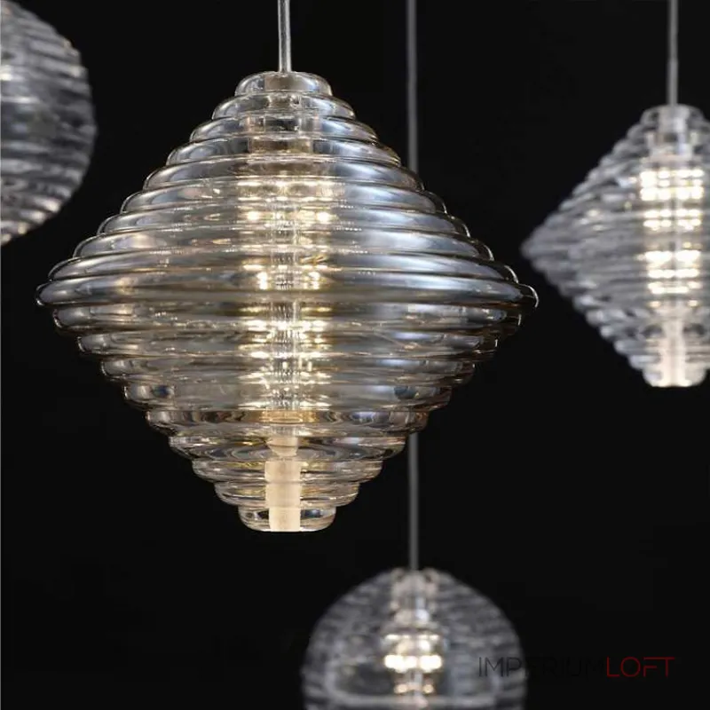Каскадный светильник с комбинацией из 30-ти стеклянных подвесов в форме призм и сфер с концентрическим рельефом STYRK COMBO от ImperiumLoft Каскадный светильник с комбинацией из 30-ти стеклянных подвесов в форме призм и сфер с концентрическим рельефом STYRK COMBO от ImperiumLoft