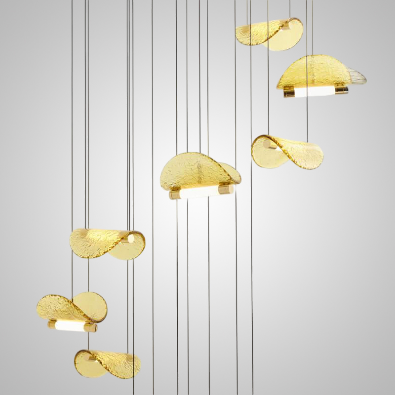 Комбинация подвесных светодиодных светильников c цилиндрическими источниками и полукруглыми рассеивателями из рельефного стекла ALVARO COMBO от ImperiumLoft Комбинация подвесных светодиодных светильников c цилиндрическими источниками и полукруглыми рассеивателями из рельефного стекла ALVARO COMBO от ImperiumLoft