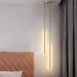 Комбинация подвесных светильников с прямоугольными LED-панелями LYNNE C DUO BRASS