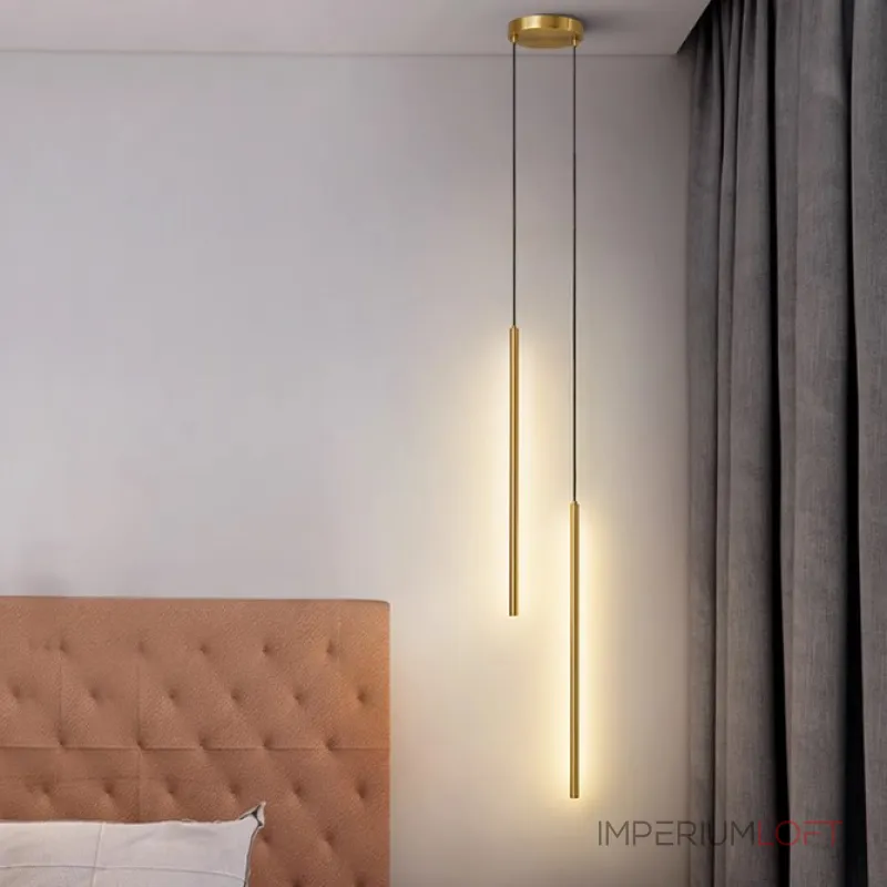 Комбинация подвесных светильников с прямоугольными LED-панелями LYNNE C DUO BRASS