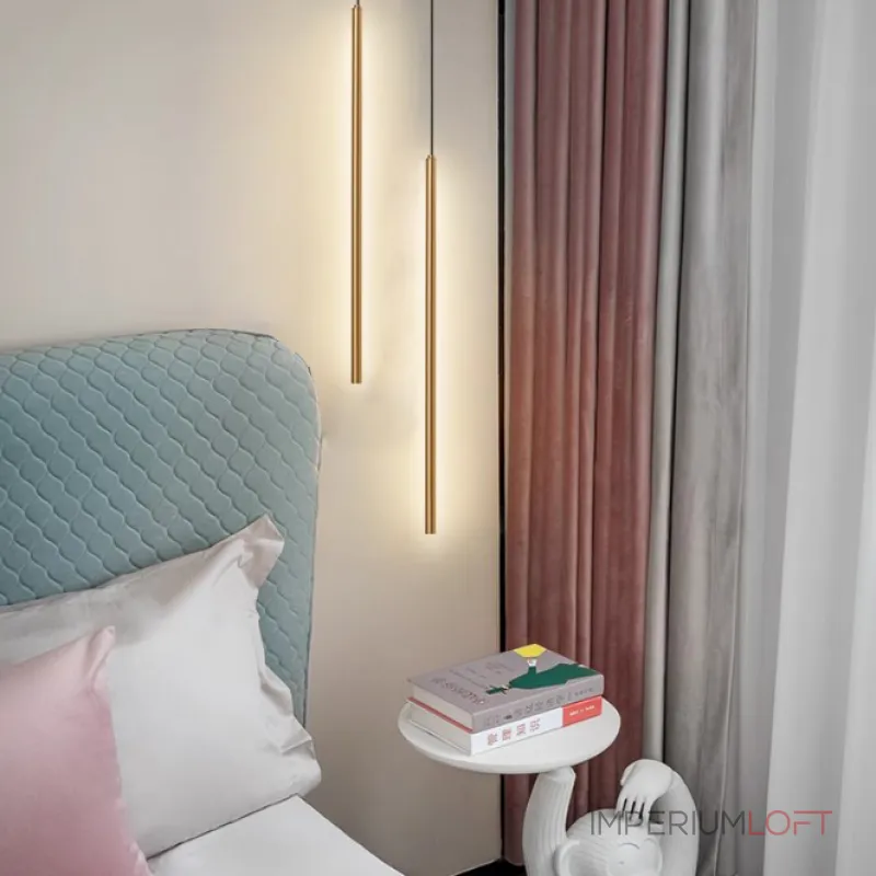 Комбинация подвесных светильников с прямоугольными LED-панелями LYNNE C DUO BRASS