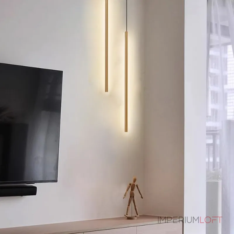 Комбинация подвесных светильников с прямоугольными LED-панелями LYNNE C DUO BRASS