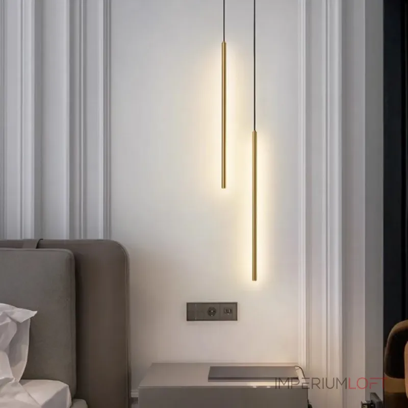 Комбинация подвесных светильников с прямоугольными LED-панелями LYNNE C DUO BRASS