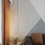 Комбинация подвесных светильников с прямоугольными LED-панелями LYNNE C DUO BRASS