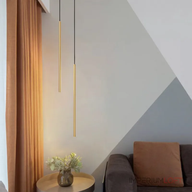 Комбинация подвесных светильников с прямоугольными LED-панелями LYNNE C DUO BRASS
