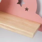 Настенный светильник с белым шарообразным плафоном на деревянной полочке с декоративными облаками Бра CUTE GREY от ImperiumLoft