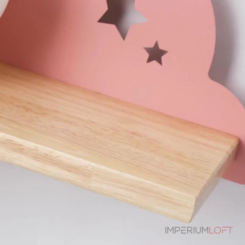 Настенный светильник с белым шарообразным плафоном на деревянной полочке с декоративными облаками Бра CUTE GREY от ImperiumLoft Настенный светильник с белым шарообразным плафоном на деревянной полочке с декоративными облаками Бра CUTE GREY от ImperiumLoft